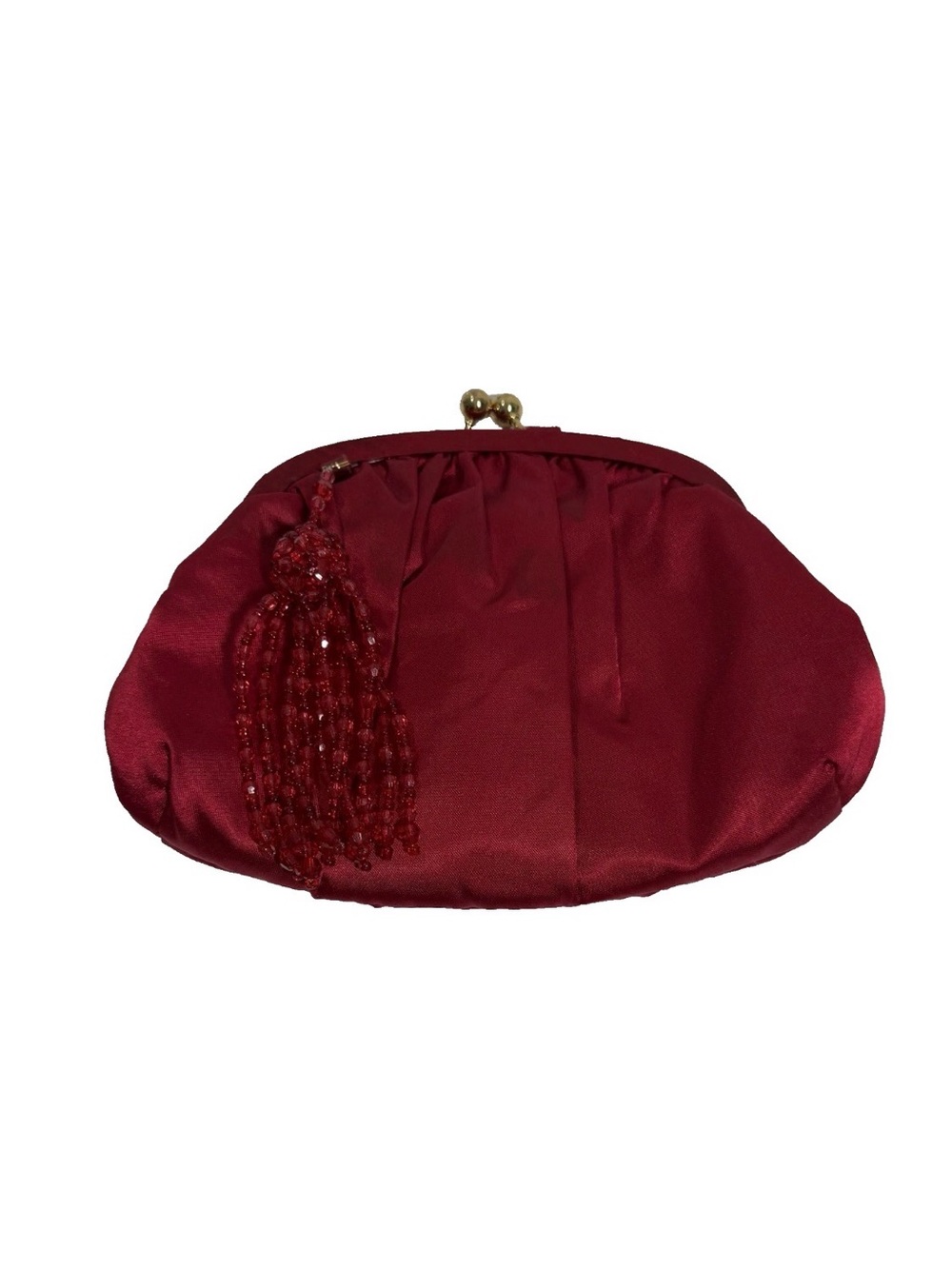 Preston & York Red Satin Evening Clutch with Tassel